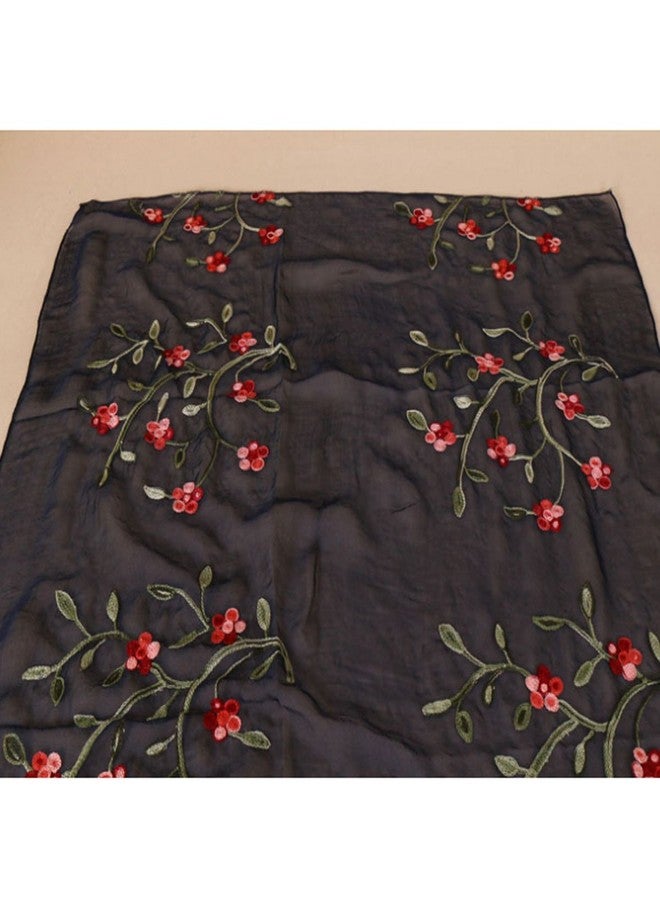 Minache Women Embroidery Chiffon Long Scarf Summer Fall Shawl Wrap Cover up - Image 2